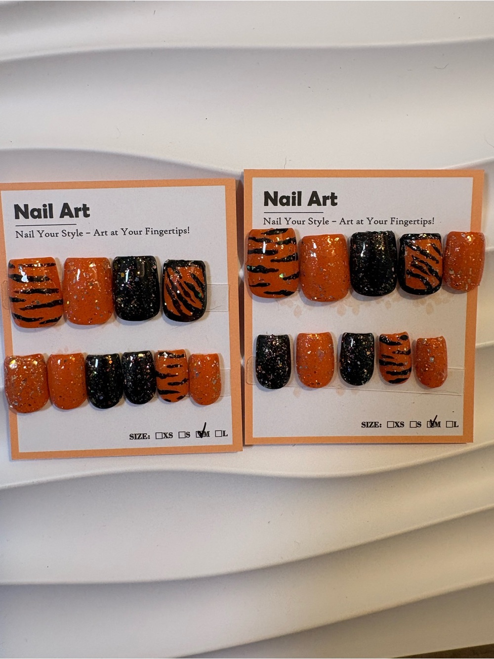 Tiger Stripe Orange & Black Press-On Nail Set